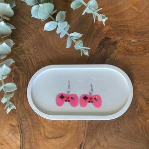 Handmade pink controller earrings‎